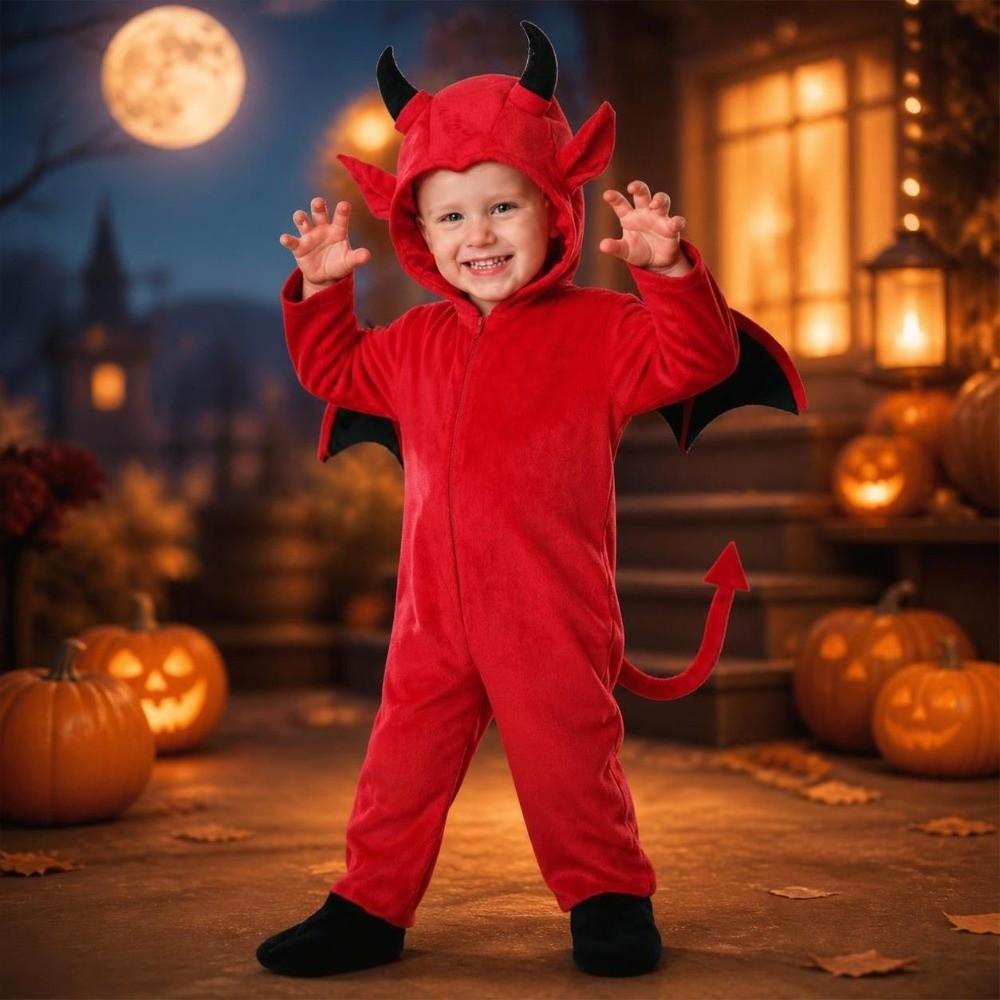 Bat Wings Halloween Bat Bodysuit Devil Horn Kids Cosplay Costume Performance Property