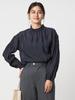 United Arrows Green Label Relaxing Sheer Ruffled Collar Blouse, 35116761571, 7900 Navy (79), Free Size
