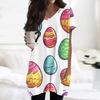 Womens Tops V-neck Short Sleeve Blouses Casual Mid-length Shirts Fashion Print Tunic Tops With Pockets