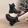 Autumn and Winter Leather Boots Women's Martin Boots Thick Heel Student Boots British Style Thick Sole Heightening Short Boots Women's Shoes