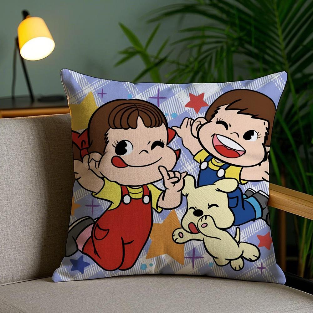 Candy Brand F-Fujiya Cushion Cover Plush Fabric Soft Double-Sided Printed Invisible Zipper Sofa Pillow Case Home Decor