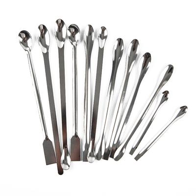 12Pcs Stainless Steel Lab Spoon Spatula Laboratory Sampling Spoon Mixing Spatula