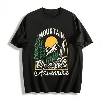 Mountain Adventure Graphic Outdoor Casual Tee Pure Cotton T-shirt