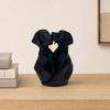 3D-gedruckte geometrische Labrador-Figur, kuschelndes Paar-Statue mit Herz-Design, mattschwarze Low-Poly-Paar-Hunde, minimalistische Heimdekoration für den Schreibtisch