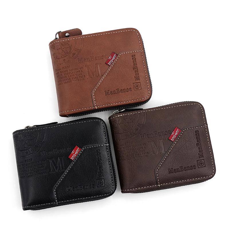 Men's Trendy Zipper Wallet: Large Capacity, Multi-Card Slot, Short Coin Purse with Chain