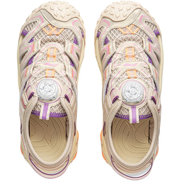 Li Ning Kids Outdoor Synthetic Leather Fabric Classic Comfortable Versatile Non-Slip Wear-Resistant Low-Top Sandals Kids Sandals Peach-Pink YKEV014-6