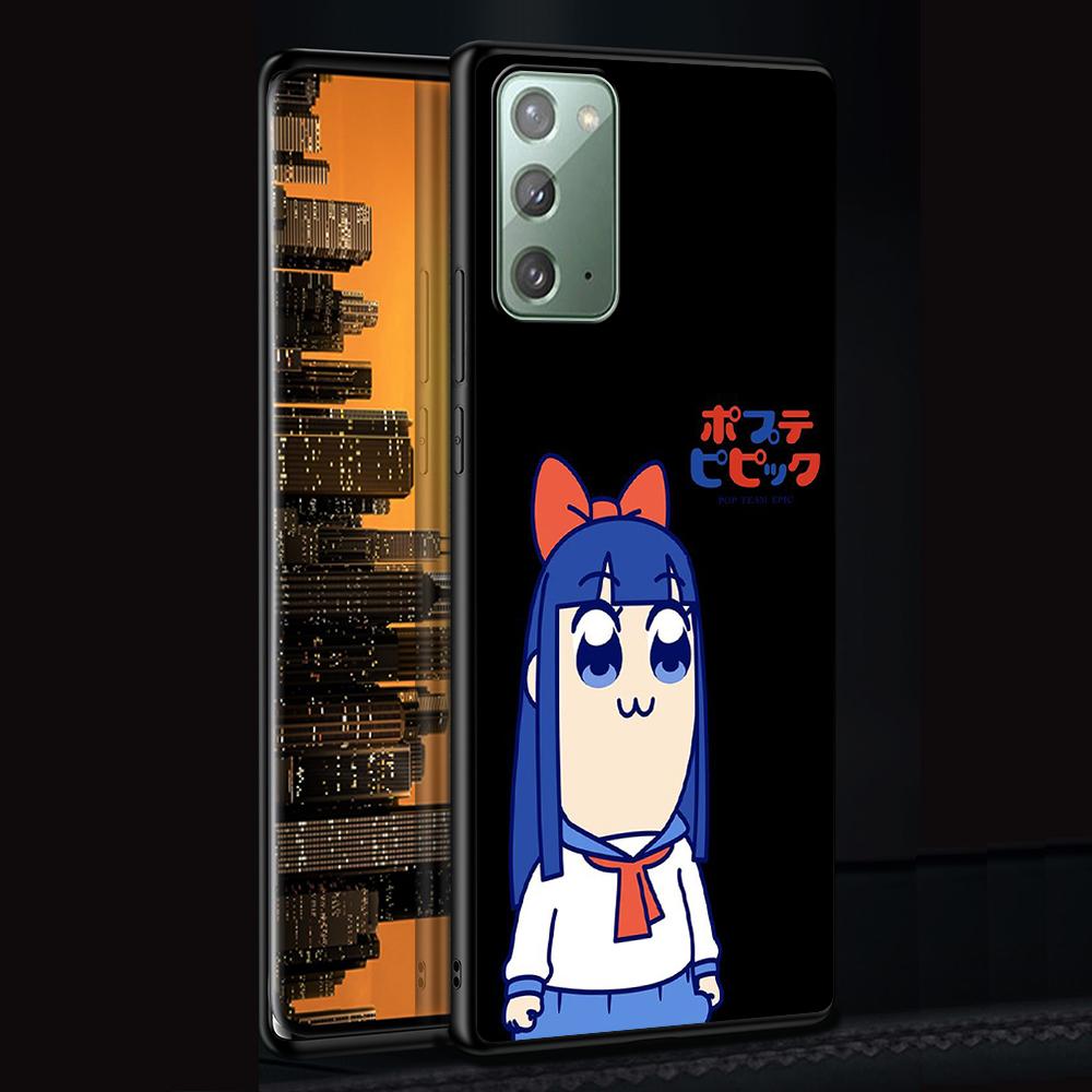 Pop Team Pipi Anime Case for Samsung Galaxy Note 20 Ultra 10 Lite 9 8 A53 A52 A12 S22 S21 FE S20 Plus Silicone Black Phone Cover