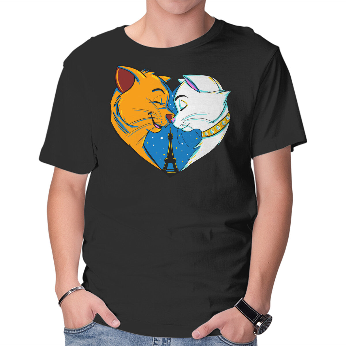 Unisex Crew Neck T-Shirt Paris Love Graphic Short Sleeve Casual Tee XS