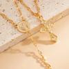 IngeSight.Z 2 Stück/Set Trend Kreuz Anhänger Fingerringe Kettenarmbänder Damen Boho Elegant Doppellagige Armreifen Charms Schmuck Geschenke
