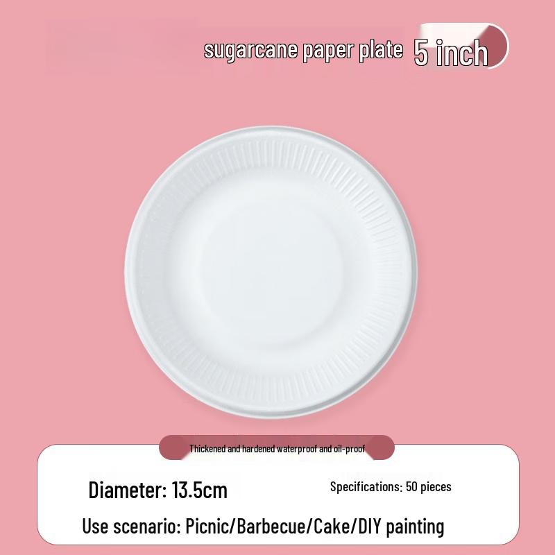 White 5-inch Disposable Paper Plates, 50 Count