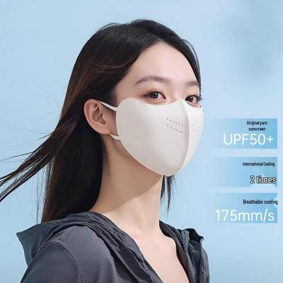 Maschera Viso Protezione Solare Traspirante UPF50+ con Elastici Regolabili per Ciclismo all'Aperto, Seta Ghiacciata Design 3D Primavera/Estate