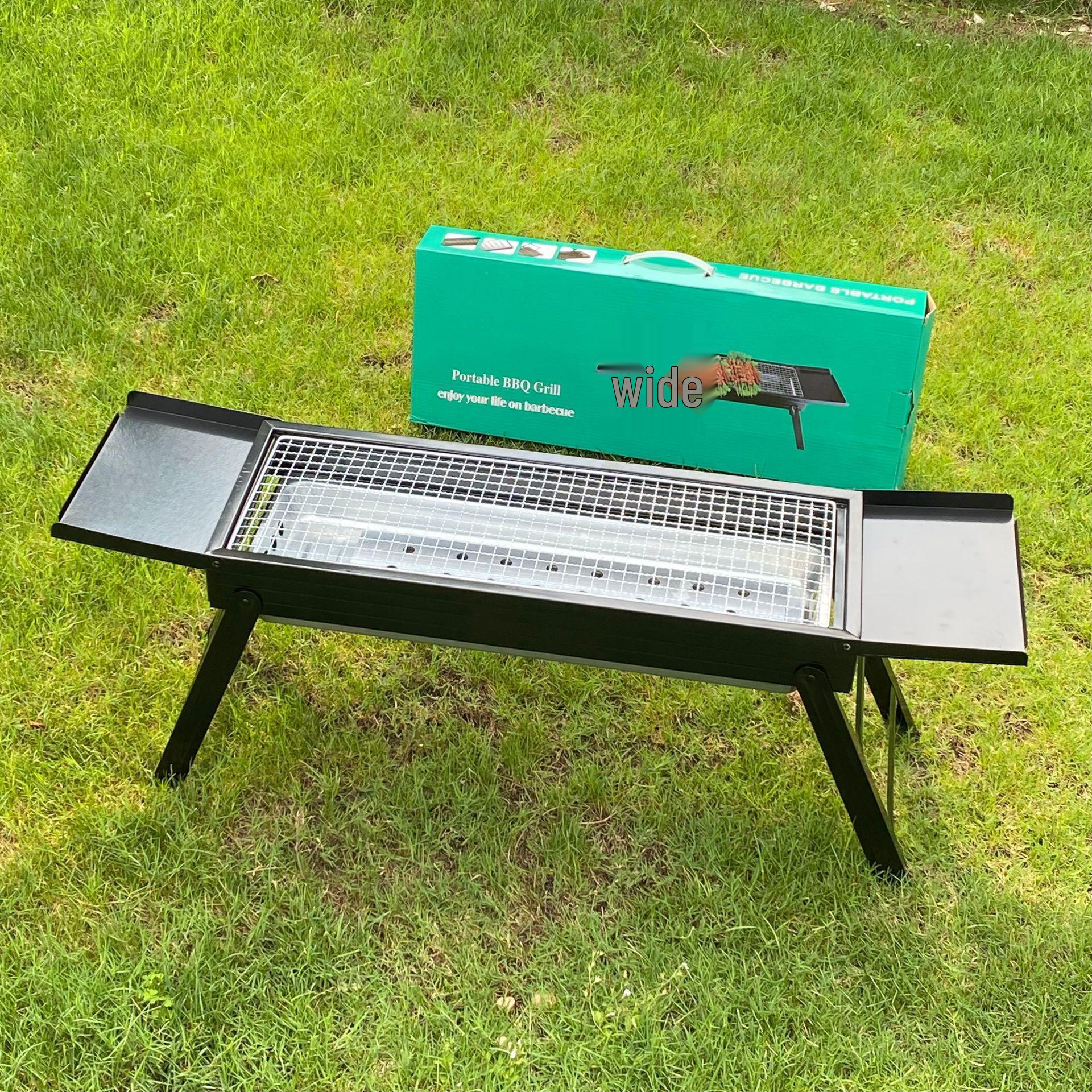 Outdoor Folding BBQ Grill with Seasoning Plate - Portable Charcoal Grill for Home and Camping