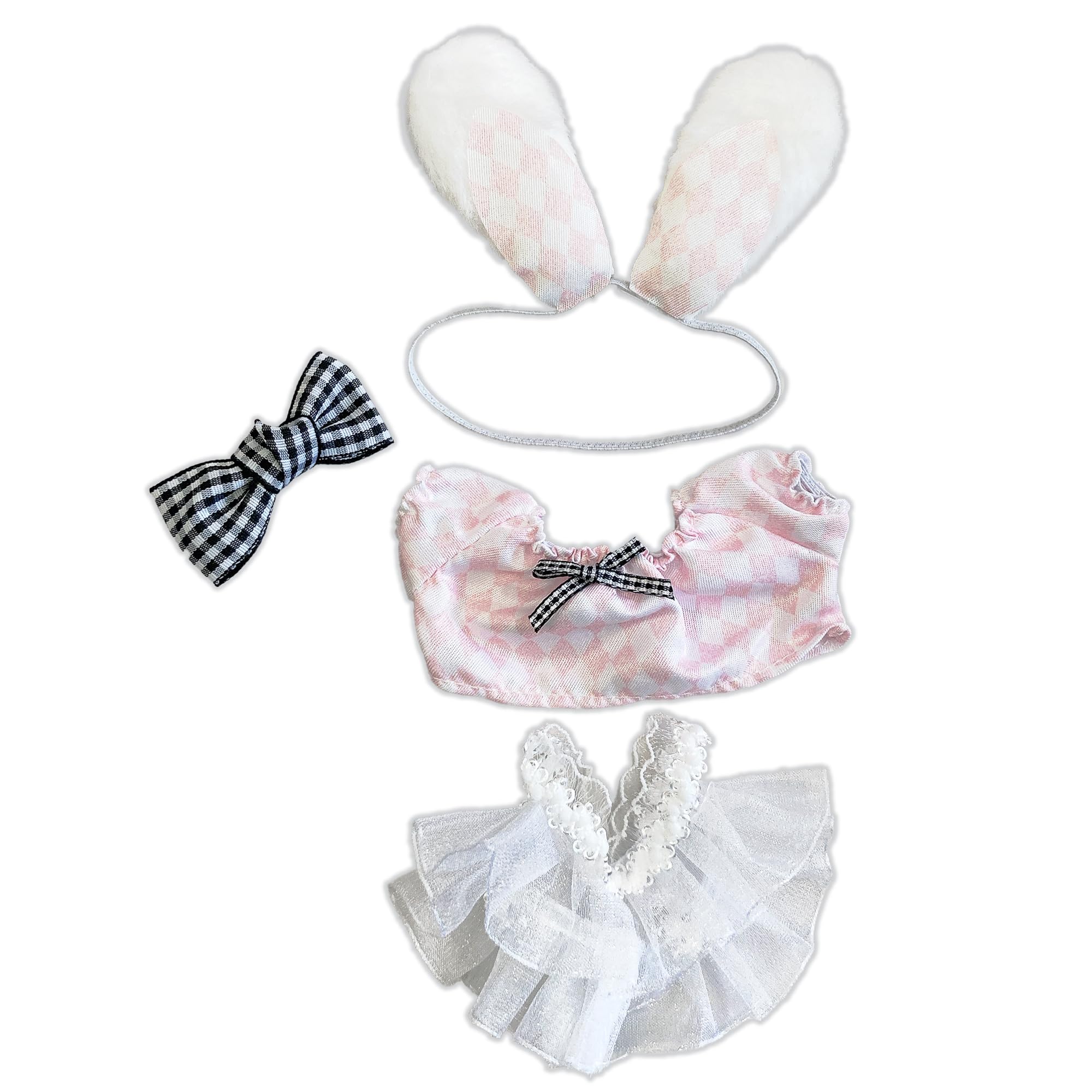 

Dress Bunny Ear Head Dress Set for 10cm Plush Costume Alice-style & Toy, Pink, Kigurumi, Accessories, Otaku, Doll, Mascot, K-Pop Doll, [Used] розовый