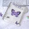 Elegantes Acryl-Fotoalbum mit 4 Fächern pro Seite 6 Ringe Schleifen-Ordnerdeckel Kartenhalter Sammlerbuch