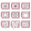 Fashion Zircon Pink Butterfly Star Bow Flower Rabbit Italian Charm Links Fit 9MM Stainless Steel Bracelet Women DIY Making Gift