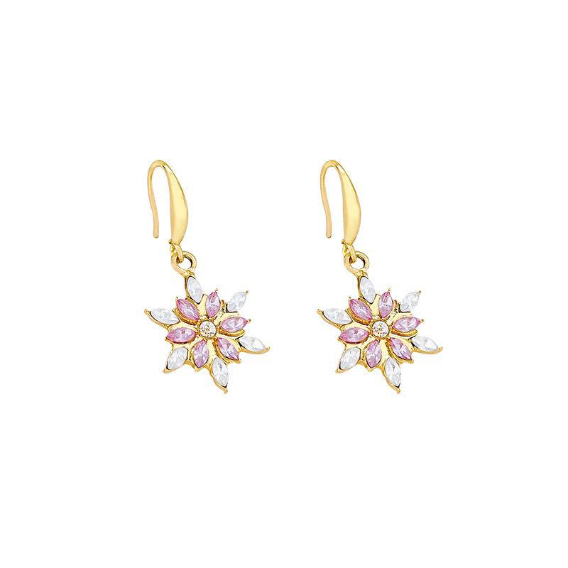 Elegant Snowflake Crystal Earrings: Sparkling, High-End Design for Women – Celebrity Inspired All-Match Ear Hook Style.