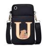 Lightweight Multifunctional Oblique Span Bag Fashion Kapibara Letter Print Black Change Bag Casual Shoulder Bag