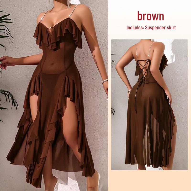 Women's Elegant Backless Mesh Long Dress - Sexy & Seductive Evening Wear
