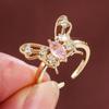 Women's Adjustable Butterfly Ring with Shiny Zircon Inlays, Exquisite Pure Copper Jewelry