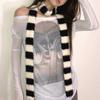 Y2k Aesthetic Colorful Striped Scarf Skinny Belt Long Skinny Scarf Thin Warm Knitted Scarf Women