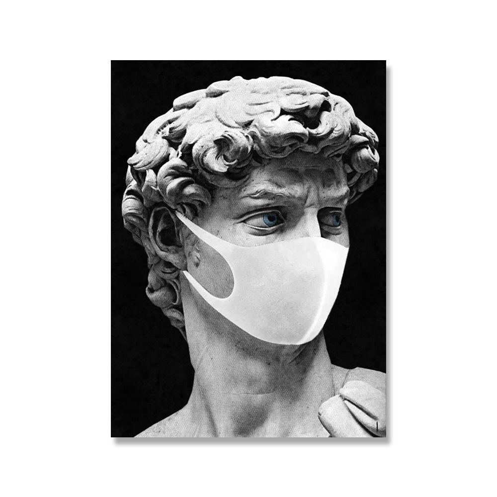 Schwarz-weiße Marmorskulptur, Kunstdrucke, Crying David, Leinwand, klassische Malerei, Wandposter, Bild für Heimdekoration, kein Rahmen