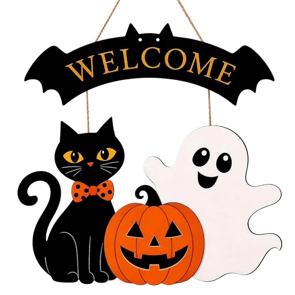 Halloween Hanging Sign for Porch Entryway - Outdoor Fall Decor for Patio and Yard