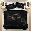3pcs Cool Black Cat Digital Printed Bedding Gift (1 Duvet Cover, 2 Pillowcases, No Core) or Bedrooms, Guest Rooms