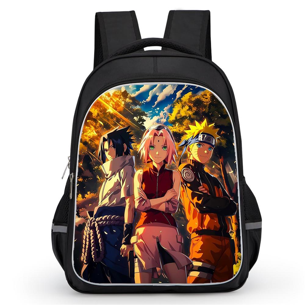 Dual Zipper Pockets, NARUTO Design Suitable For Boys&Girls, Durable 16-inch Lightweight Kids Cartoon Student Backpack Age 5-11.
