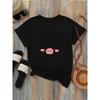 Women's Cute Piggy Face T-shirt with Simple Lines A Cute Piggy Image Printed Summer Roundneck Clothing