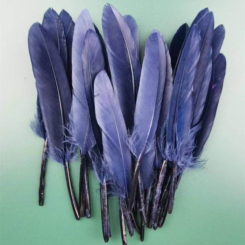 100Pcs Blue Goose Feathers 10-15cm Natural Dyed Feather for Wedding Decoration Party DIY Crafts Halloween Costume Supplies