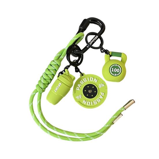 Fitness Keychain Weightlifting Fitness Equipment Charm with Keyring Weight Plate Dumbbell Key Chain Bag Backpack Charm Gift for Gym Enthusiasts