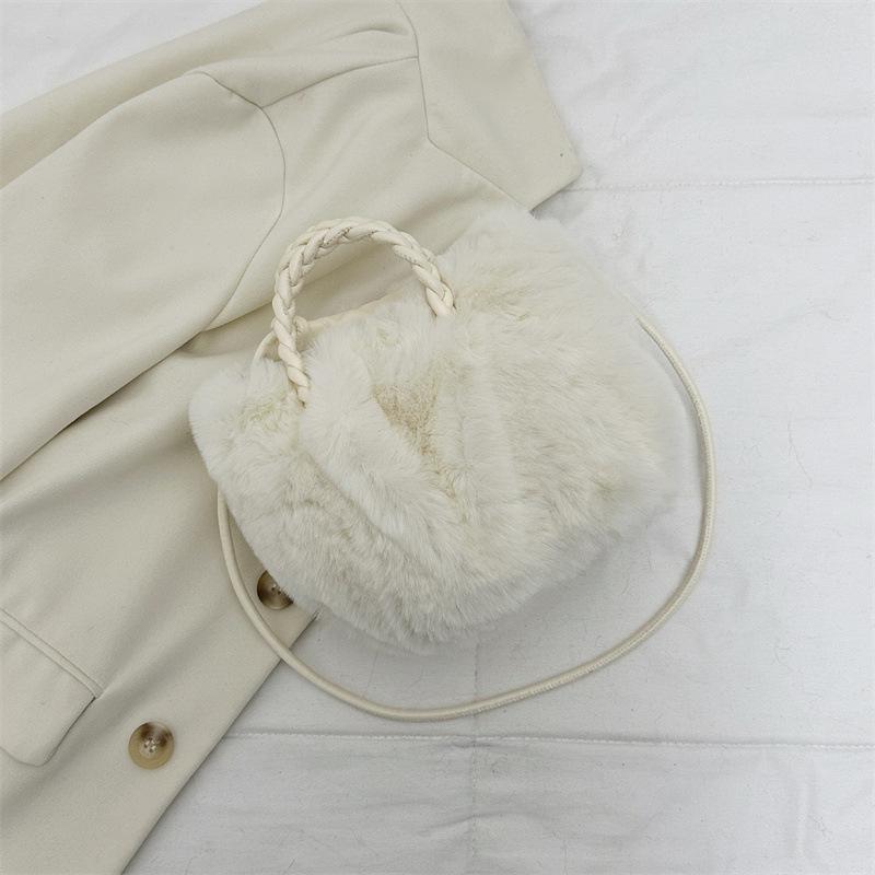 Stylish Autumn/Winter Fluffy Crossbody Handbag with Rabbit Fur