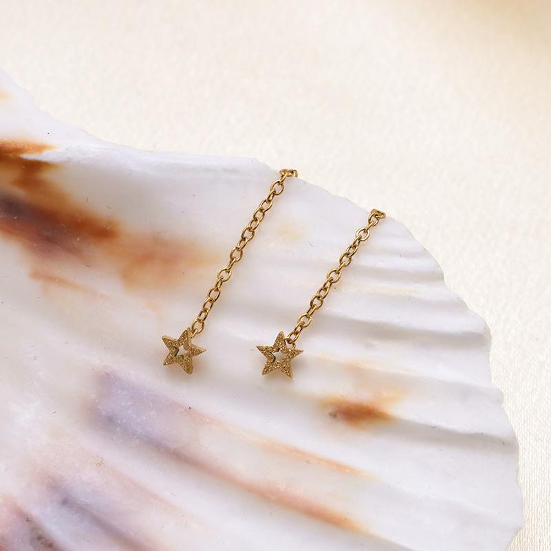French Romantic Natural Small Fresh Five-Pointed Star Versatile Earrings, Titanium Steel Stud Earrings Jewelry