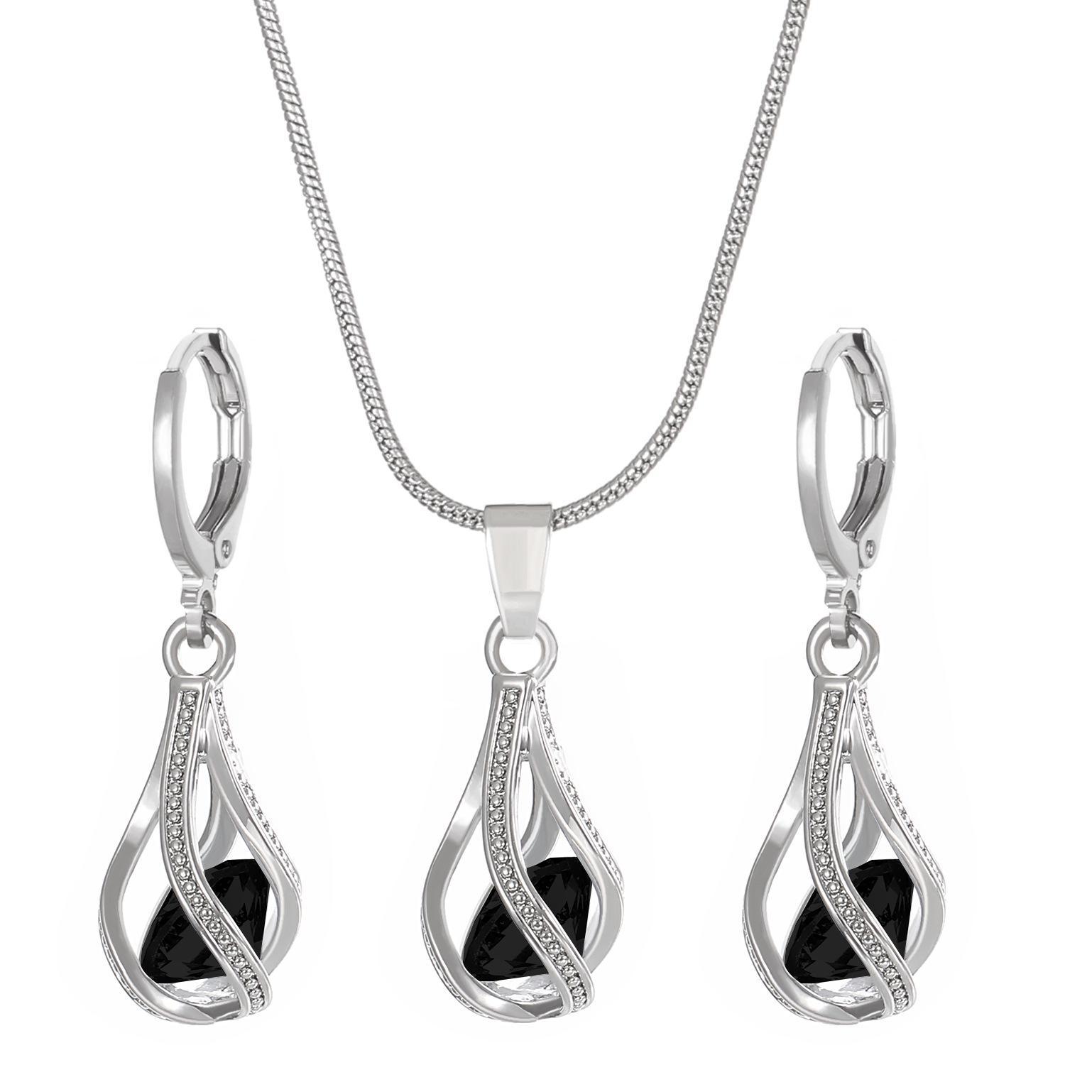 

Женский комплект украшений из ретро-циркония - европейский и американский дизайн, вращающееся каплевидное ожерелье и серьги