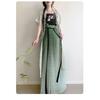 Chinese Song Dynasty Style Hanfu For Women Short-sleeved Waist-length Pleated Skirt Daily Commuting Suit