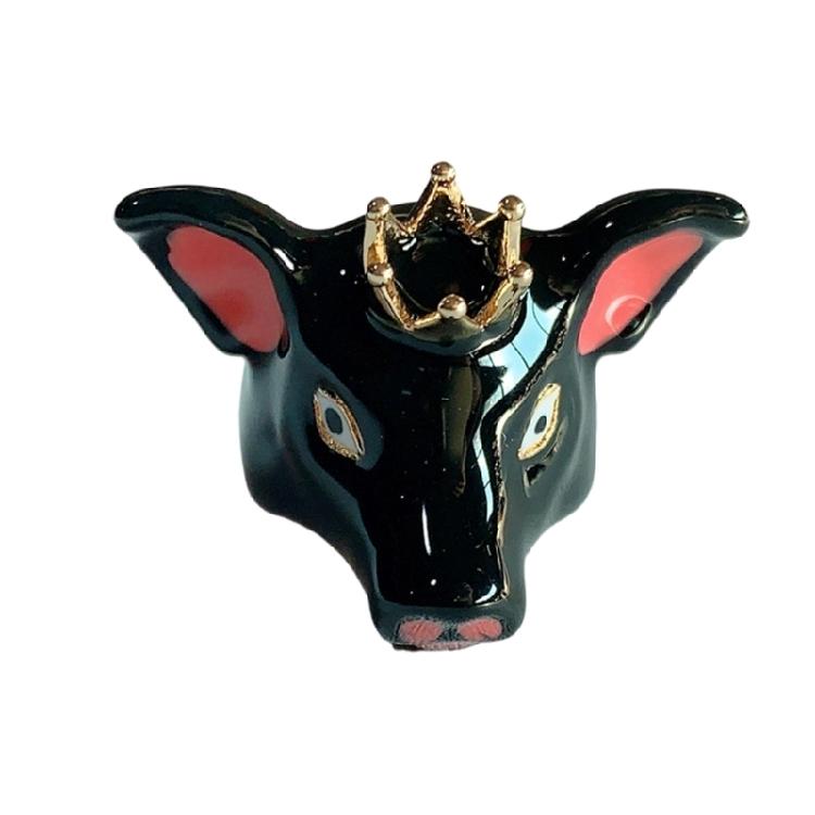 Einzigartiger Emaille-Tropfenring Verspieltes Elefanten-Ferkel-Design Goldfarbener Schmuck Metallische Textur für Modebegeisterte