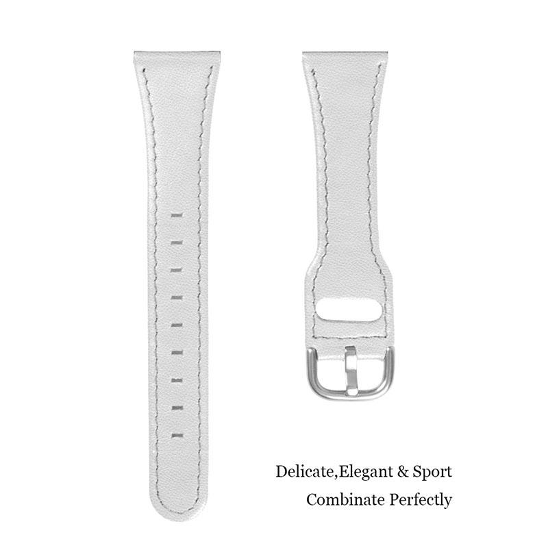 

For Garmin Vivoactive 3/Vivoactive 3 Music Cowhide Leather Adjustable Wrist Band with Stainless Steel Buckle Watch Strap (20mm) White