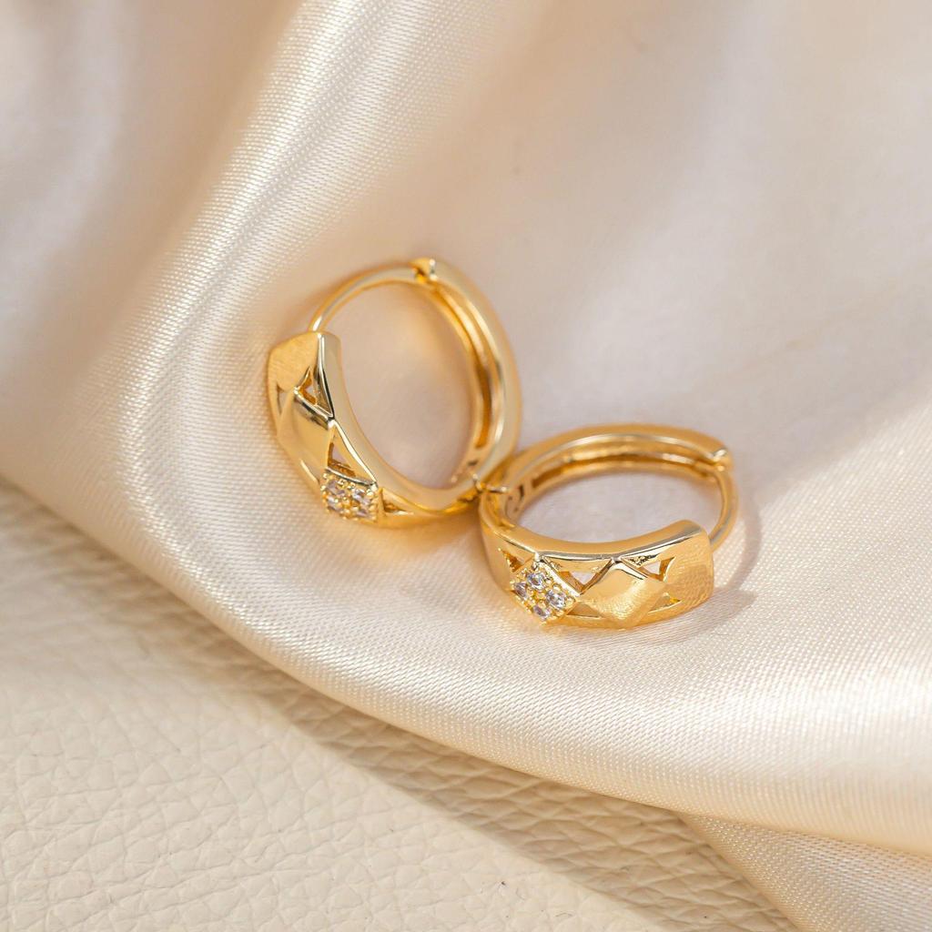 Korean Style Ultra-Shiny Zircon Double-Sided Rhombus Earrings for Women