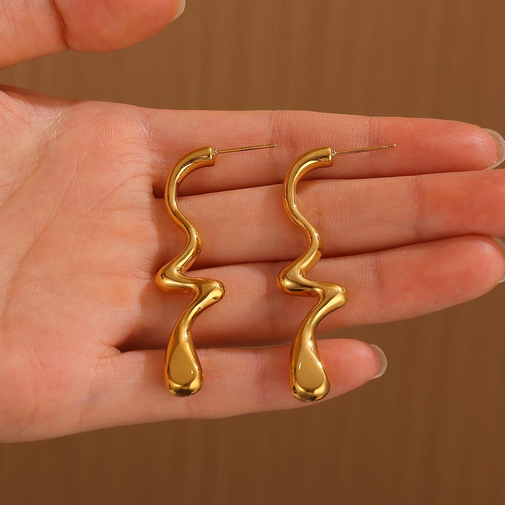 Women Exaggerated Gold Color Daisy Flower Hanging Earrings Stainless Steel Geometry Irregular Ear Piercing Jewelry Christmas