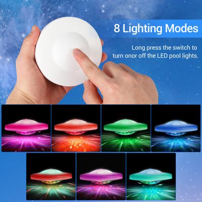2 Pcs Floating Pool Lights IP67 Waterproof RGB Upper And Lower Color Changing Pool Lights 8 Dynamic Lighting Effects Pool Lights for Hot Tub Spa Pond