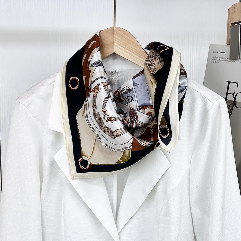 Wiosenno-jesienny cienki szal dla kobiet literackich Elegancki szal Szalik Premium Jedwabny szal Jedwabny szal Kobiety