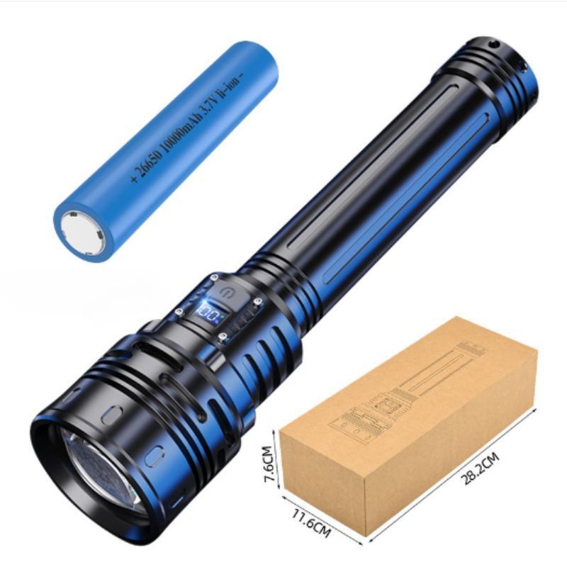 10000MAH Powerful LED 10000mah Flashlight Charging Telescopic Focus Remote Long Strong Hand Lamp Laser Camping Torch Zoom Display