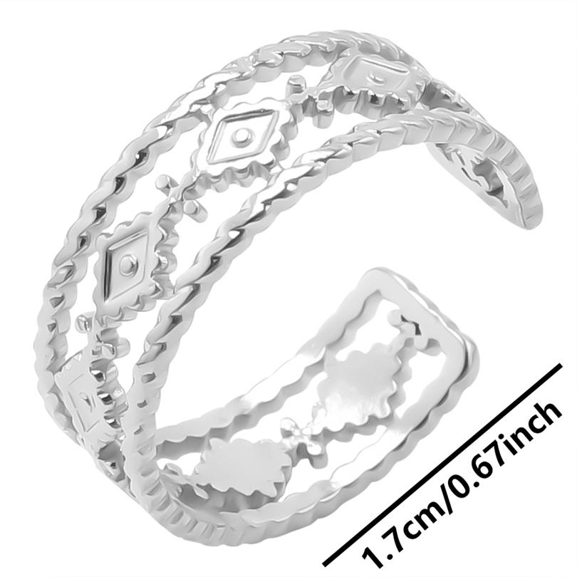 1pcs Crown Heart Shell Charm Ring Two/Three Layered Adjustable Stainless Steel Rings For Women Men Accessories Vintage Jewelry