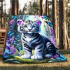 1 st Tigertema Fantasy Garden Pläd Polyesterfiber, Lätt Flanell, Mjuk & Varm, Användning Året Runt för Utomhusbruk, Camping Digitaltryck