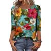 Hauts Bohèmes pour Femmes Chemisier Décontracté à Imprimé Feuilles Col Rond Hauts d'Été pour Femmes Hauts Tendance de Printemps pour Femmes Hauts à Manches Courtes pour Femmes