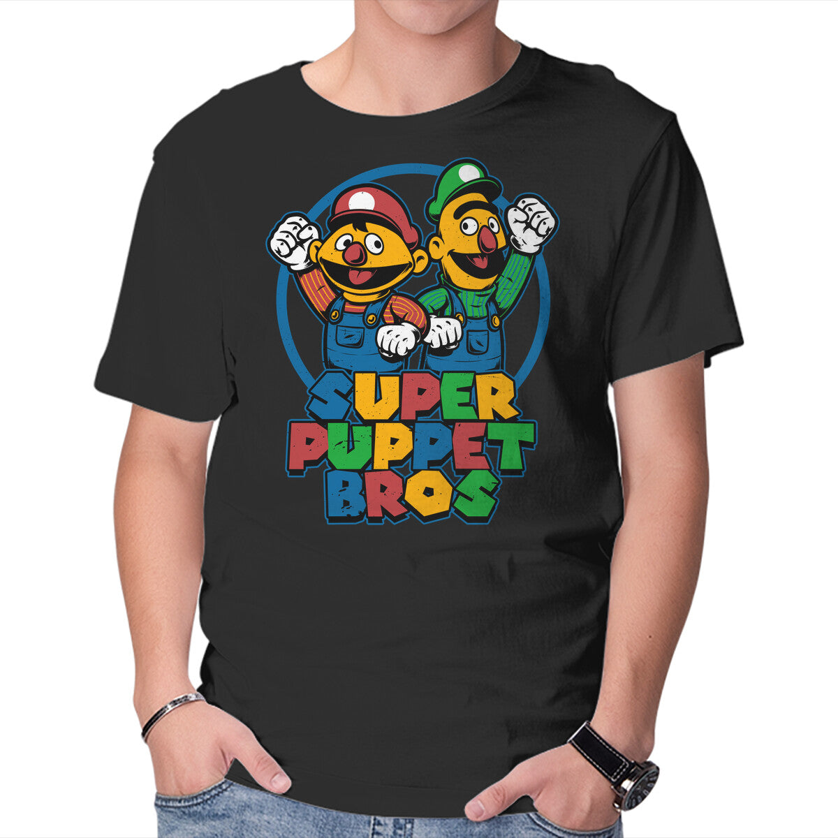 Unisex Crew Neck T-Shirt Puppet Bros Game Graphic Short Sleeve Casual Tee S