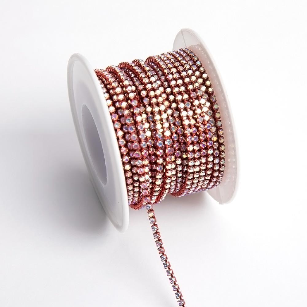 

Weichen Boutique Gold Bottom Claw Chain Electrophoresis Ab Encryption Chain Night Flash Diamond Chain Diy Clothing Accessories Chain SS6 (2mm) -10 yards volume