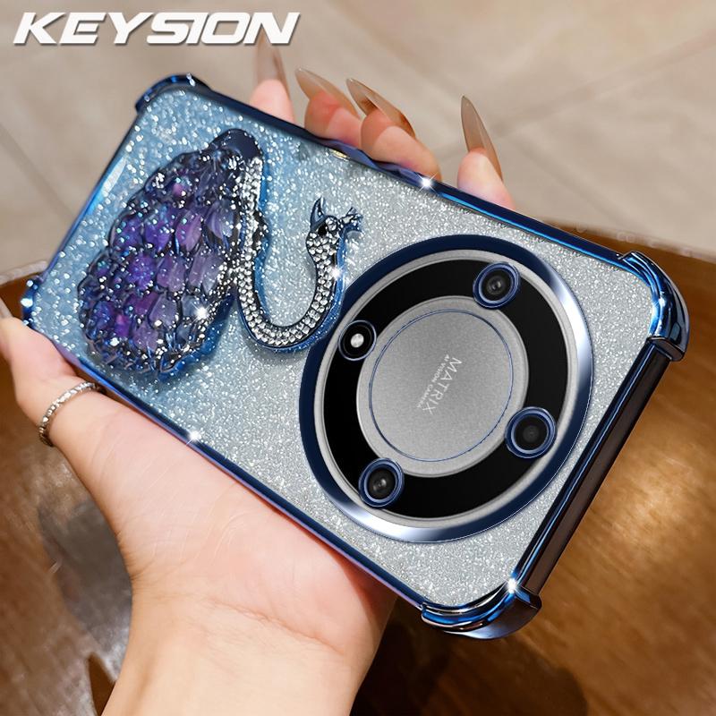 

KEYSION Ударопрочный чехол из ТПУ с покрытием для Honor X9A 5G, чехол-подставка со стразами в виде лебедя для Honor Magic 5 Lite 5G for Honor X9A 5G синий