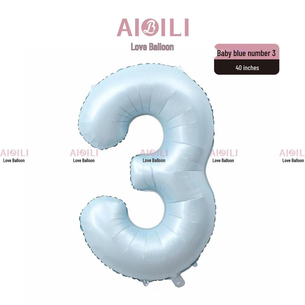 40-Inch Heart-Shaped Large Number Balloon, Baby Pink/Blue for Birthdays