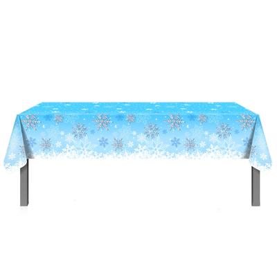 Snowflake Tablecloth Winter Frozen Party Decoration White Snowflake Disposable Plastic Table Cover Christmas Girl Birthday Party